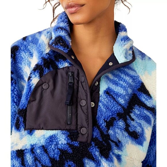 NWT Free People Movement Rocky Ridge Fleece Pullover Jacket Ocean Tie Dye Combo - Picture 5 of 13